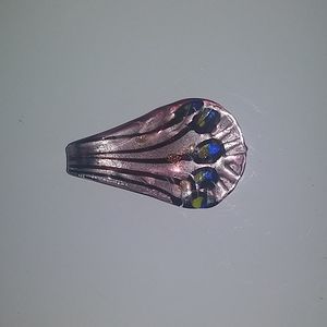 Purple/silver glass necklace pendant